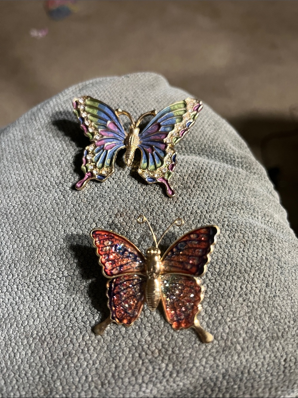 Multicolor & Red Enamel Butterfly Brooch Set